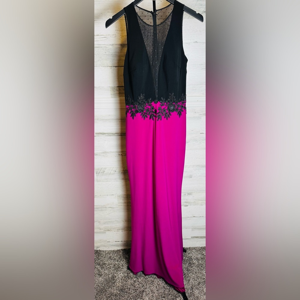 Madison James Black & Fuchsia Formal Gown Dress Size 8 - Stunning!!